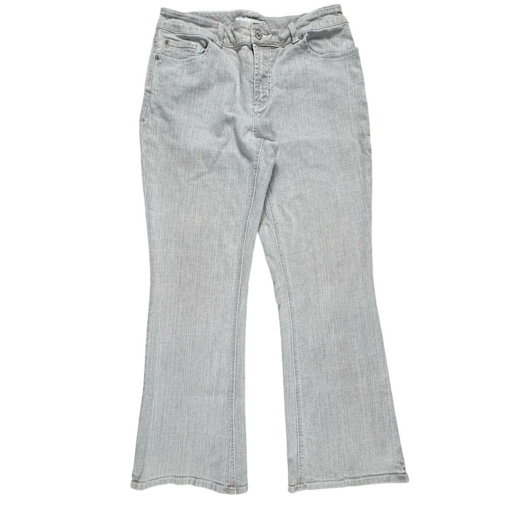 Chico's Platinum Charm Bootcut Jeans Womens 31x28 (1.5) Midrise Flare Silver Y2K